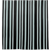 Grijze groene strepen op zwart douchegordijn (Voorkant)