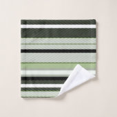 Grijze, groene, witte strepen. bad handdoek (Wasdoekje)
