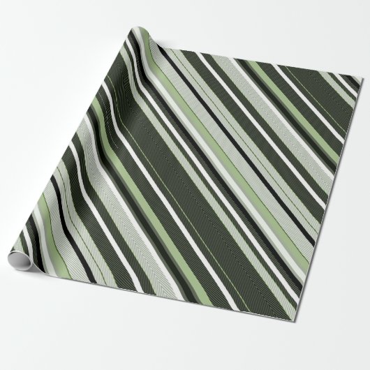 Grijze, groene, witte strepen. cadeaupapier (Uitgerold)