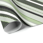 Grijze, groene, witte strepen. cadeaupapier (Rol Hoek)