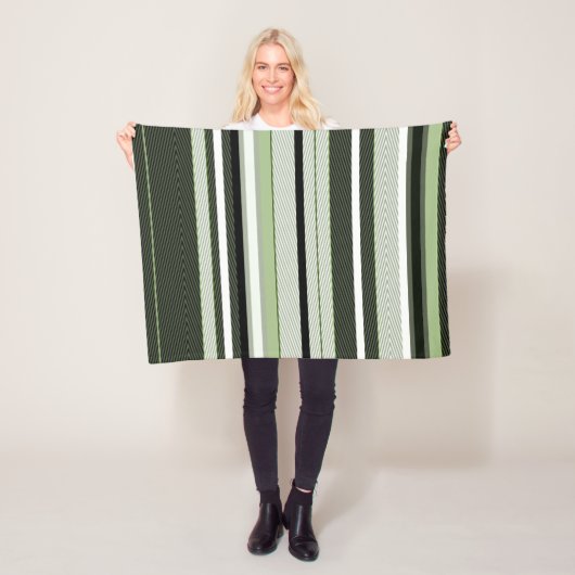 Grijze, groene, witte strepen. fleece deken (In situ)