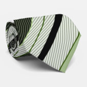 Grijze, groene, witte strepen. stropdas (Opgerold)