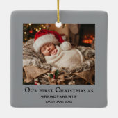 Grijze grootouders eerste kerst baby foto keramisch ornament (Achterkant)