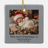 Grijze grootouders eerste kerst baby foto keramisch ornament (Voorkant)