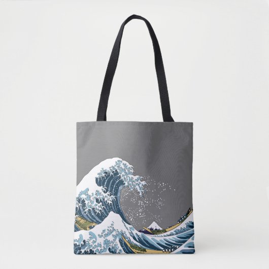Grijze Grote Golf van Kanagawa Modern Pop Tote Bag (Voorkant)