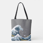 Grijze Grote Golf van Kanagawa Modern Pop Tote Bag (Achterkant)