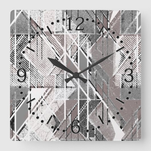 Grijze grunge print. Acrylaat wandklok (Voorkant)