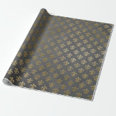 Grijze Grungy Fleur De Lis Royal Graphite Cadeaupapier (Uitgerold)