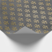 Grijze Grungy Fleur De Lis Royal Graphite Cadeaupapier (Hoek)