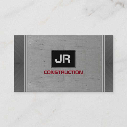 Grijze Grungy Metallic Textuur Visitekaartje (Voorkant)