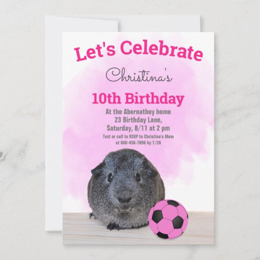 Grijze Guinee Varkens Roze Voetbal Aangepast Kaart (Voorkant)