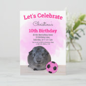 Grijze Guinee Varkens Roze Voetbal Aangepast Kaart (Staand voorkant)