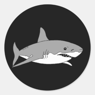 Grijze haai ronde sticker