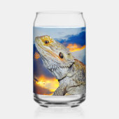 Grijze hagedis bij zonsondergang blikvorm glas (Voorkant)