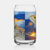 Grijze hagedis bij zonsondergang blikvorm glas (Rechts)