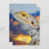 Grijze hagedis bij zonsondergang kaart (Voorkant / Achterkant)