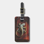 grijze hagedis op versleten hout bagagelabel (Voorkant verticaal)