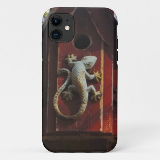 grijze hagedis op versleten hout Case-Mate iPhone case (Achterkant)