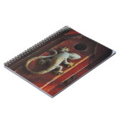 grijze hagedis op versleten hout notitieboek (Linkerzijde)