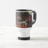 grijze hagedis op versleten hout reisbeker (Voorkant rechts)