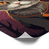 Grijze halloween kat poster (Hoek)