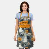 Grijze Halloween met geesten, pompoenen en vleermu Schort (Gedragen)