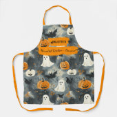 Grijze Halloween met geesten, pompoenen en vleermu Schort (Voorkant)