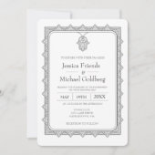 Grijze Hamsa geometrische bruiloft uitnodiging (Voorkant)