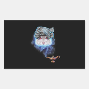 Grijze hamster als tovenaar geest met Magisch Rechthoekige Sticker