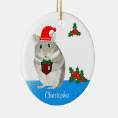Grijze Hamster gepersonaliseerde Kerstmis Keramisch Ornament (Rechts)