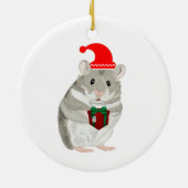 Grijze Hamster gepersonaliseerde Kerstmis Keramisch Ornament (Achterkant)
