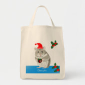 Grijze Hamster jongens gepersonaliseerd Kerstmis Tote Bag (Voorkant)