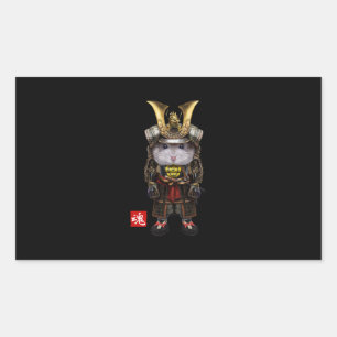 Grijze hamster met Japanse Samurai Rechthoekige Sticker