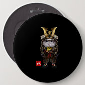 Grijze hamster met Japanse Samurai Ronde Button 6,0 Cm (Voorkant /achterkant)