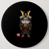 Grijze hamster met Japanse Samurai Ronde Button 6,0 Cm (Voorkant)