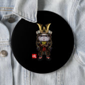 Grijze hamster met Japanse Samurai Ronde Button 6,0 Cm (In situ)