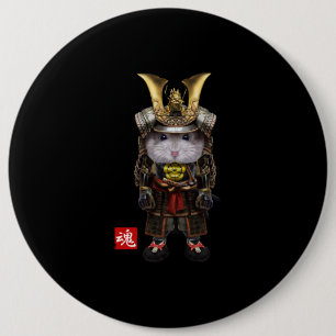 Grijze hamster met Japanse Samurai Ronde Button 6,0 Cm