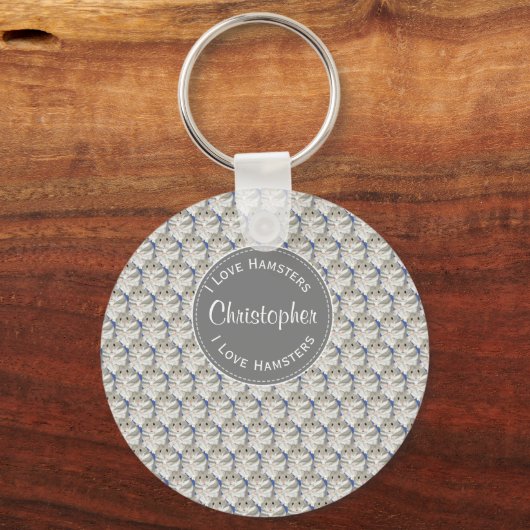 Grijze hamsterjongen gepersonaliseerd sleutelhanger (Voorkant)