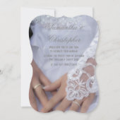 Grijze handen en ringende bruiloft kaart (Voorkant)