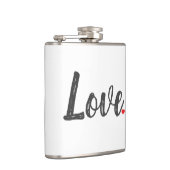 grijze handgeschreven LOVE + rode HART | Heupfles (Rechts)