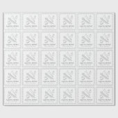 Grijze handgetekende après bébé boy Baby shower Cadeaupapier (Vlak)