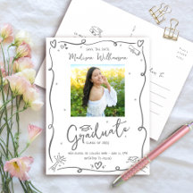 Grijze handgetekende krabbels Save the Date afstud