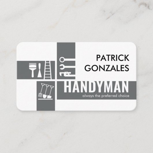 Grijze Handyman Tools Silhouet Visitekaartje (Voorkant)