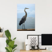grijze haron op de pier poster (Thuiskantoor)