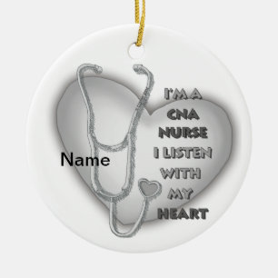 Grijze Hart CNA Verpleegster Keramisch Ornament
