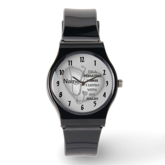 Grijze Hart Kinderverpleegster Horloge (Voorkant)