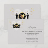 Grijze Hart Mannelijk Huwelijk | Ontvangstkaart Kaart (Voorkant / Achterkant)