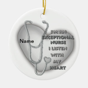 Grijze hart uitzonderlijke verpleegkundige keramisch ornament