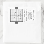 Grijze hart wiskunde grafiek save the date sticker (Tas)