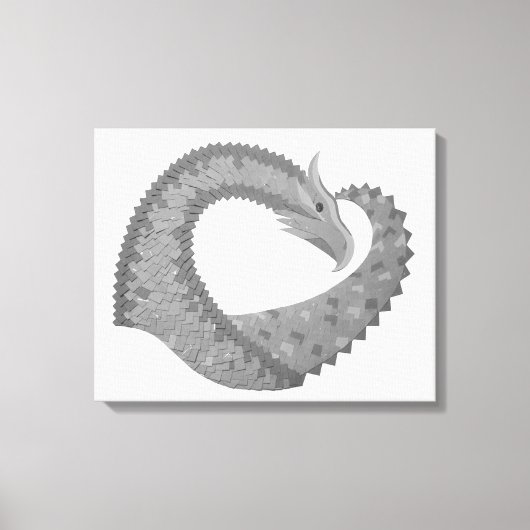 Grijze hartdraak op wit canvas afdruk (Voorkant)